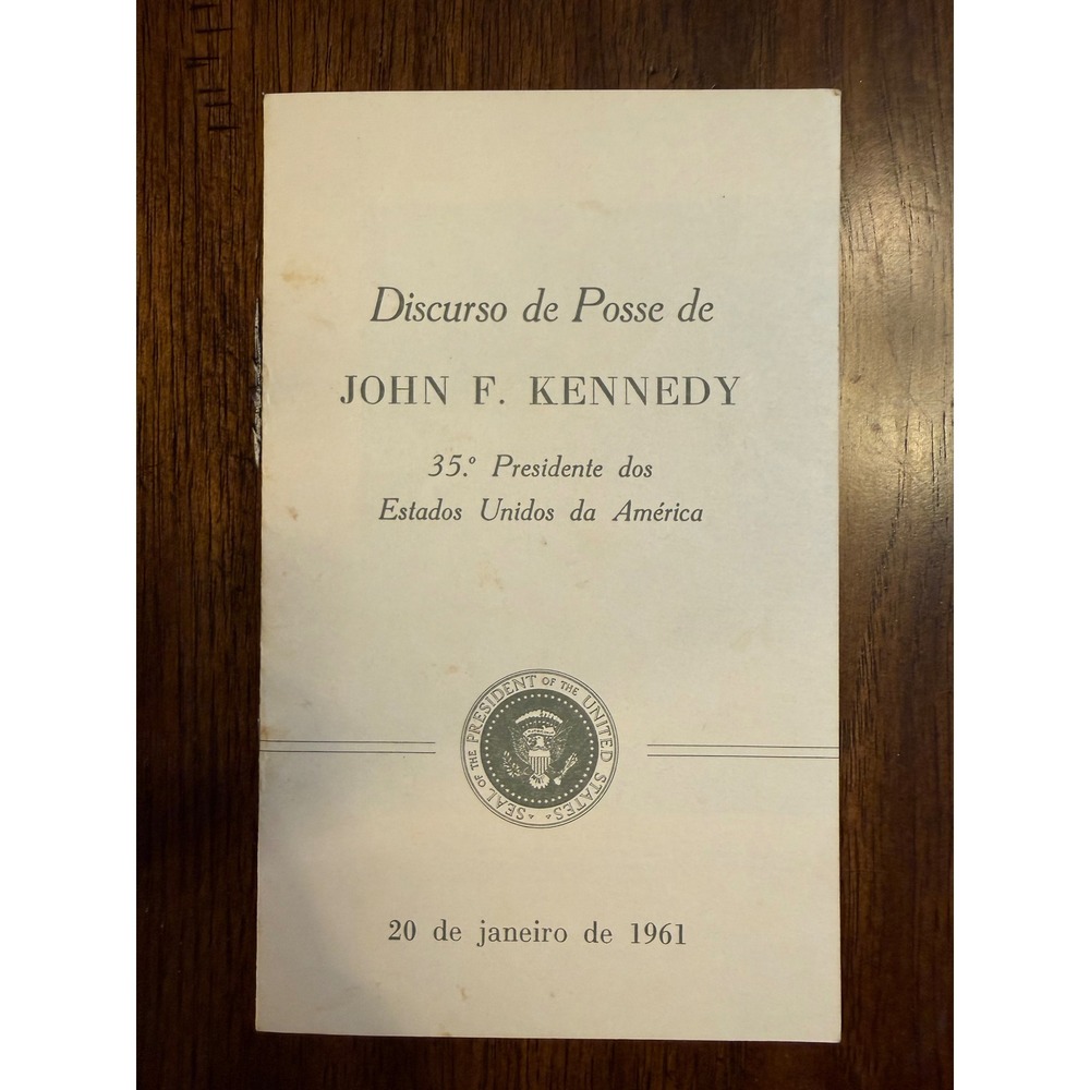 John F Kennedy Inaugural Address Portuguese Booklet USIS 1961 JFK Speech Vintage